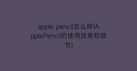 applepencil怎么样(ApplePencil的使用效果和细节)